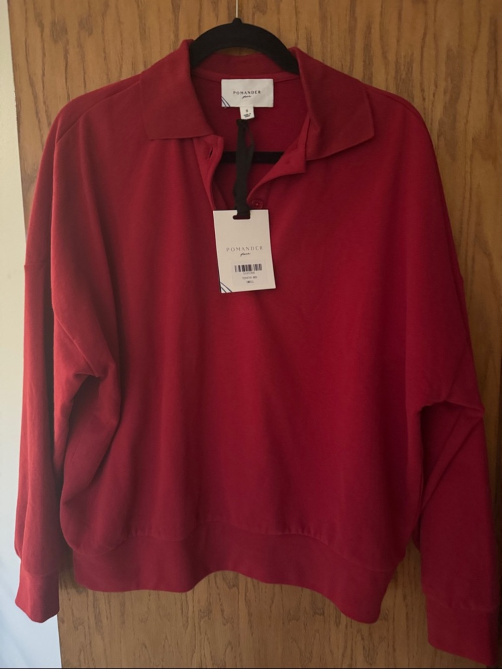 Pomander Place Crimson Polo-Style Sweatshirt